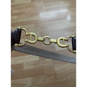 Etienne Aigner Leather Belt Gold Horsebit Clamp Buckle L/XL 75294 Equestrian